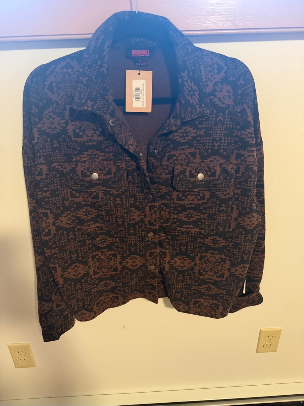 Rock and Roll denim jacket Aztec print